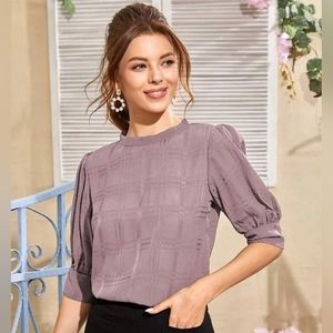 Mock neck blouse mauve purple